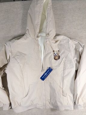 *NWT Reversible Fleece Embroidered Yorkie Dog Puppy Pawprint Dogmom Zip Jacket L